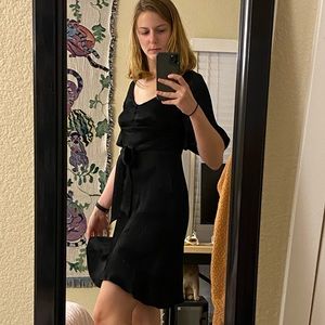 & Other Stories Mini Black dress with Cranes